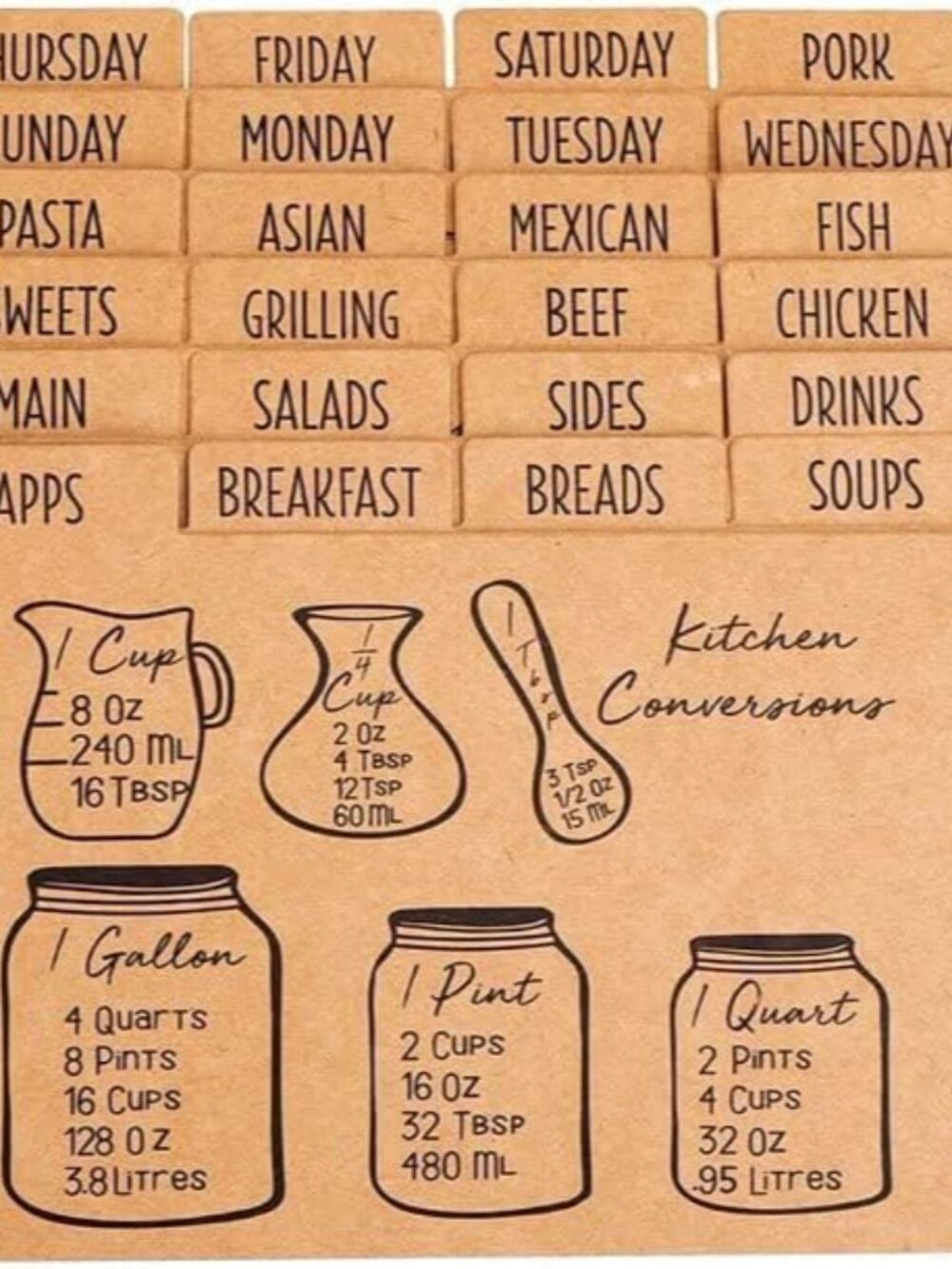Premium Kraft Recipe Cards Dividers 4x6 with Tabs Set of 24 | Recipe Box Divider